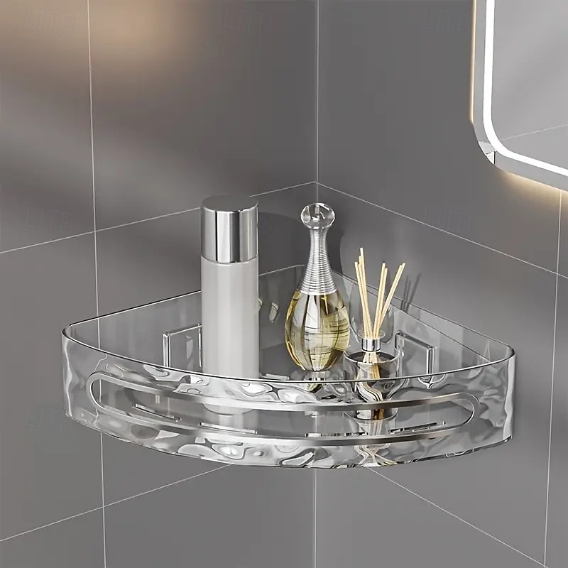 2026年 壁掛け式バスルーム収納ラック、ドリル不要、壁掛け式トイレ収納オーガナイザー、トイレタリーや日用品用の透明コスメティックオーガナイザー  コレクション – $15.99 –P8