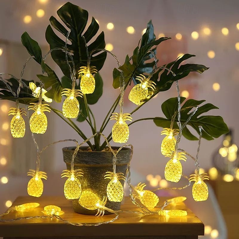 Luci a stringa estive per spiaggia tropicale Hawaii, 3 m, 20 LED, cactus, fenicotteri, bromeliacee, palme, a batteria, per decorazioni per feste in spiaggia, piscina tropicale del 2025 a $12.99 –P17