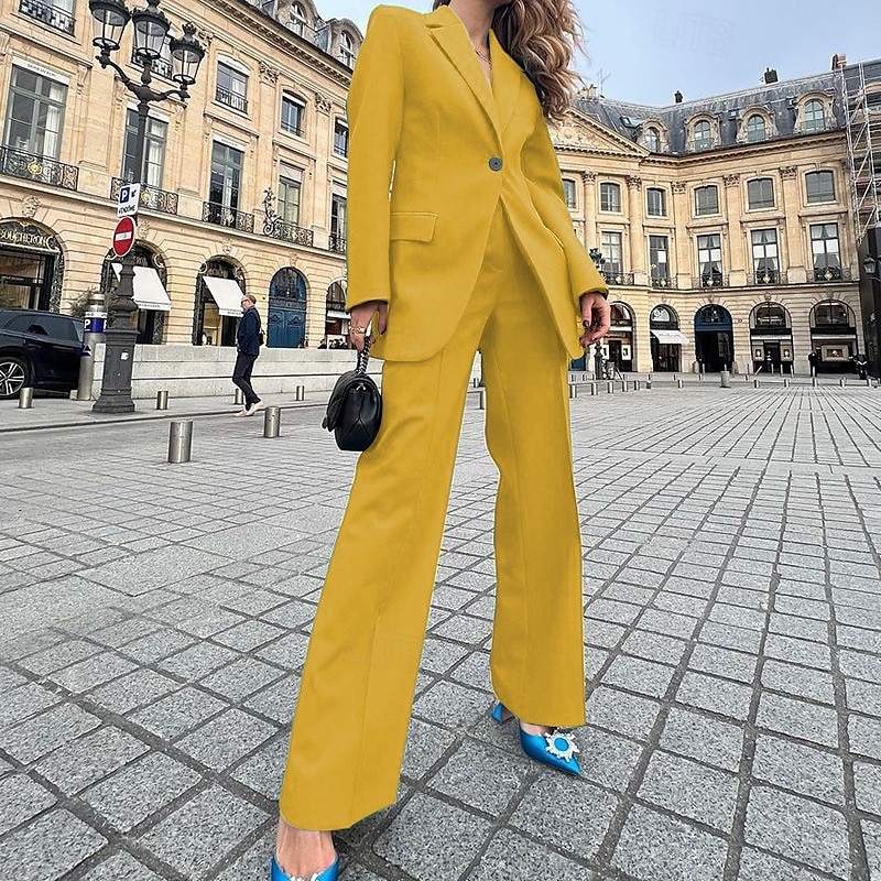 Femmes Actif Mode Chemisier Blazer Ensembles de Pantalons manche longue Col de chemise Couleur Unie Bureau Travail Sortir Jaune Rouge Bleu Automne Coupe régulière de 2025 ? $32.99 –P8