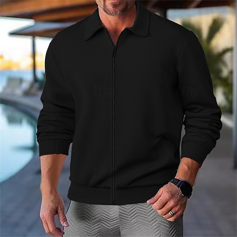 Herre Lett jakke Uformell jakke Feriereise Daglig Pustende Lomme Jacquard Vår Høst عادي Mote Klassisk Knaphul Normal Svart Hvit Navyblå Kakifarget Lysegrå Jakker 2026 - $37.99 –P5