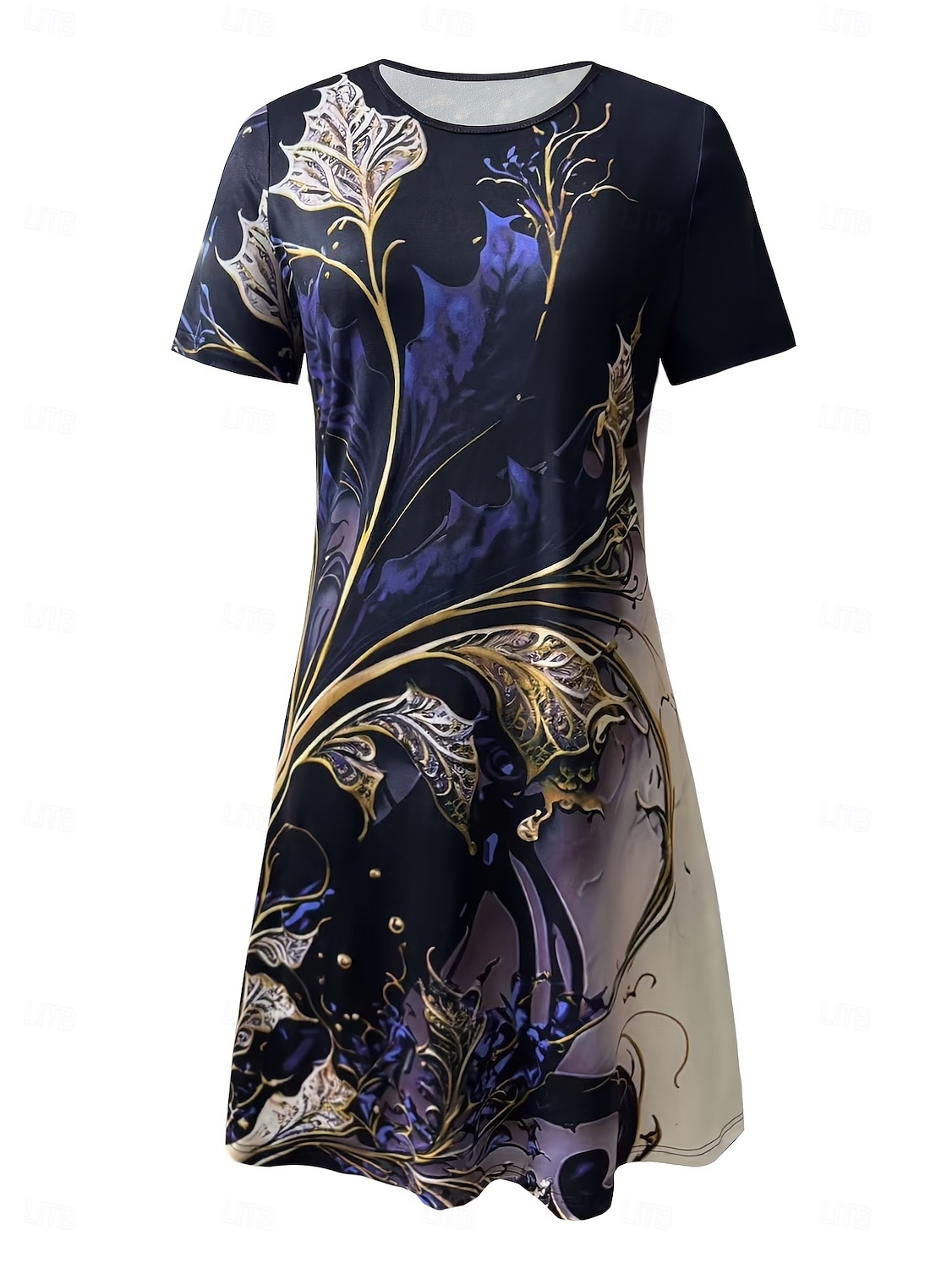 Pentru femei Rochii Midi Rochie imprimata Modă Modern Zilnic Petrecere ceai Ieșire Potrivire Largă Floral Abstract Manșon scurt Stil Nautic Negru Galben Albastru piscină Albastru Închis Vară Primăvară 2025 - $23.99 –P5