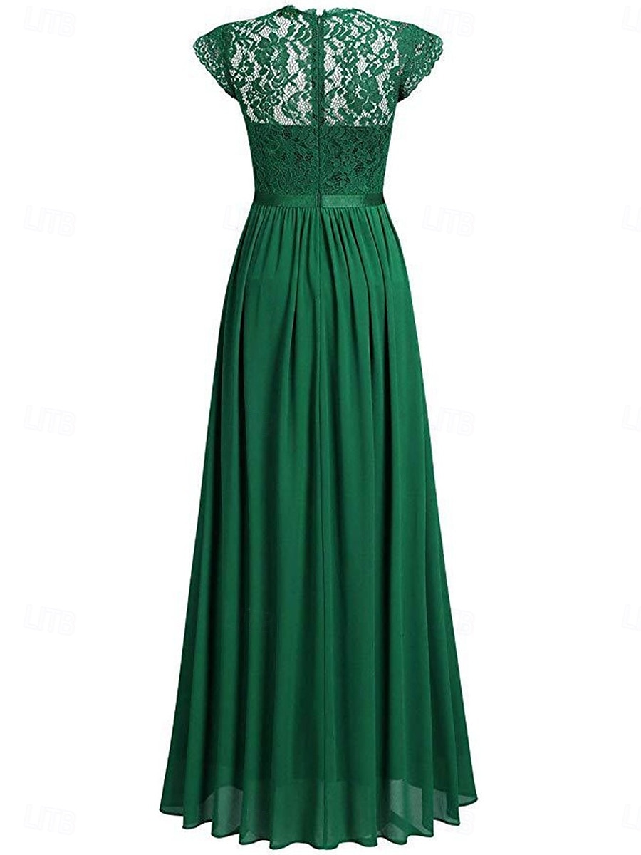 Pentru femei Rochie Lunga Rochie Maxi Rochie de dantela Rochie de Cocktail Rochie pentru invitata de nunta Șifon Elegant Modă Modern În aer liber Petrecere cu cocktail Fit regulat Simplu Manșon scurt 2025 - $27.99 –P10