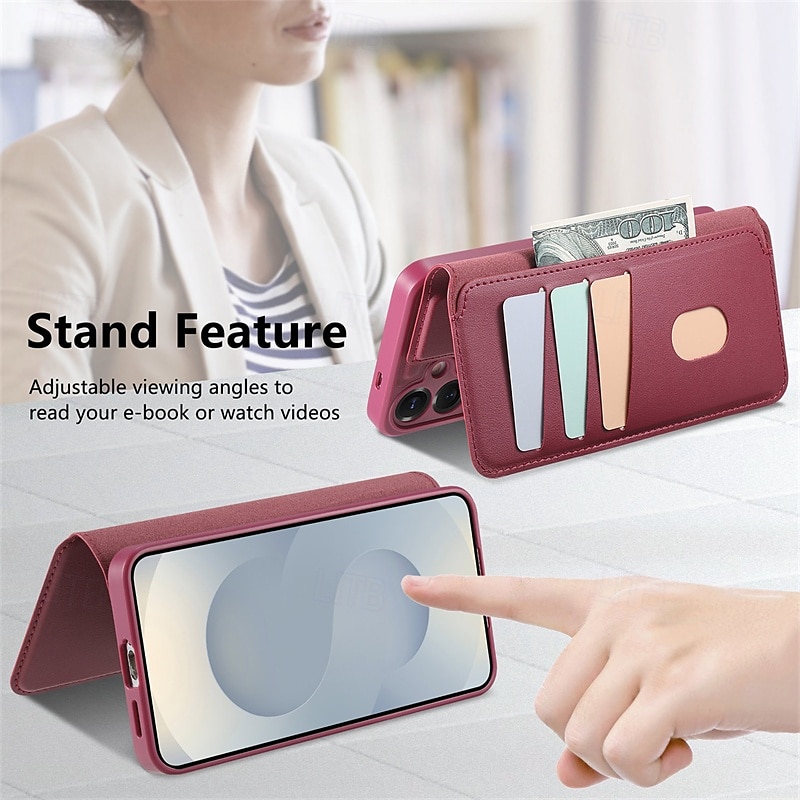 Phone Case For Samsung Galaxy S25 S25 Plus S25 Ultra S24 Ultra S24 Plus S24 Magnetic Adsorption Wallet Case Flip Cover with Stand Holder Detachable Support Wireless Charging Retro PC PU Leather 2025 - $21.99 –P6