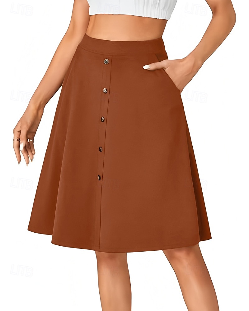 Femmes Jupe Occasionnel Au-dessus du genou Taille Basse Jupes Uni Avec Poches Micro-Élastique Vacances Rue Noir Rouge Bleu Marron Automne Polyester de 2025 ? $20.99 –P2