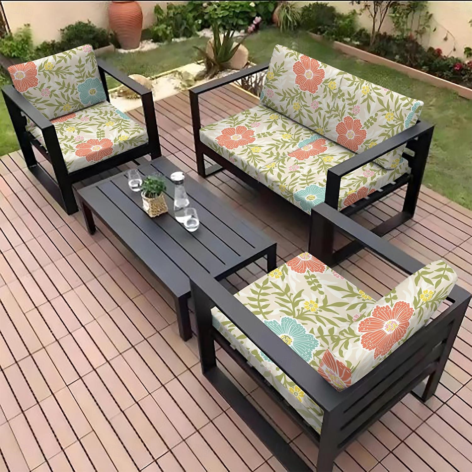 Housse de coussin de siège d'extérieur pour patio, housses en microfibre teintées en fil floral de 2025 ? $15.49 –P1
