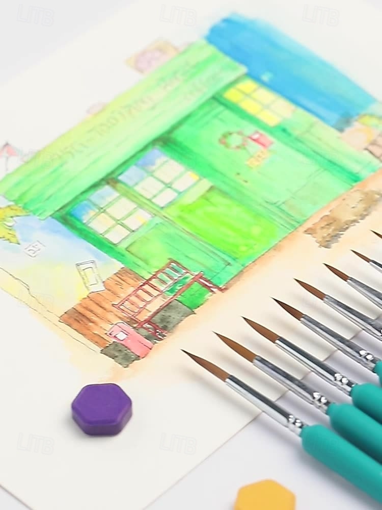 مجموعة من 10 أقلام تحديد حواف مائية دقيقة للغاية لطلاب رسم فن الأظافر وفرش تحديد ملونة لتفاصيل الأكريليك والغواش ورسم الخطوط العريضة 2025 - $9.99 –P7