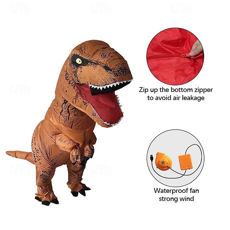 vicces felfújható t-rex jelmez gyerek, dinoszaurusz felfújható jelmez, overál levegő felrobbantó halloween cosplay jelmez 2025 - $88.99 –P10