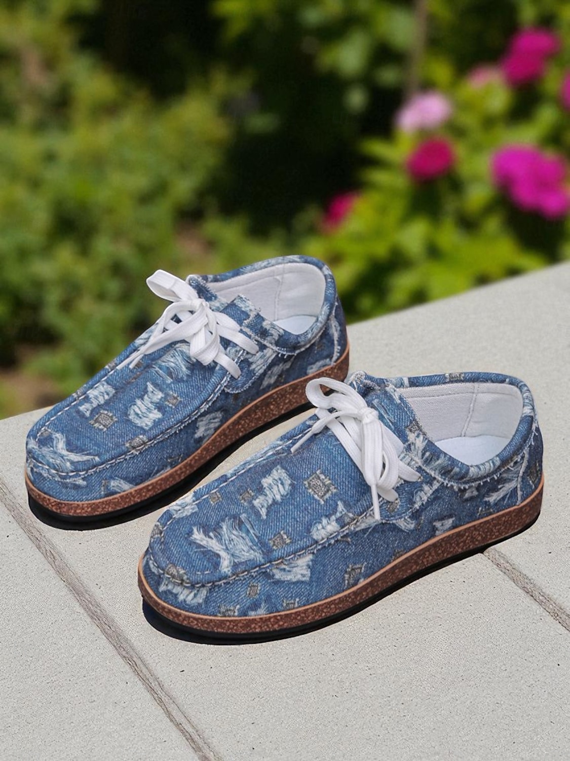 Damskie, sznurowane, wzorzyste buty codzienne – lekkie buty żeglarskie na pikniki w ogrodzie, spacery po parku i wizyty na farmie na świeżym powietrzu 2025 - $19.99 –P1