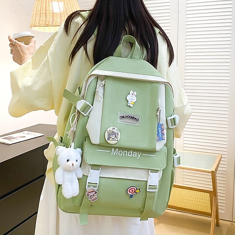 Ensemble de sac à dos vert 5 en 1 pour filles avec de jolis accessoires – sac d'école léger avec fourre-tout, trousse et pochette à cordon pour les adolescentes et un usage quotidien de 2025 ? $29.99 –P8