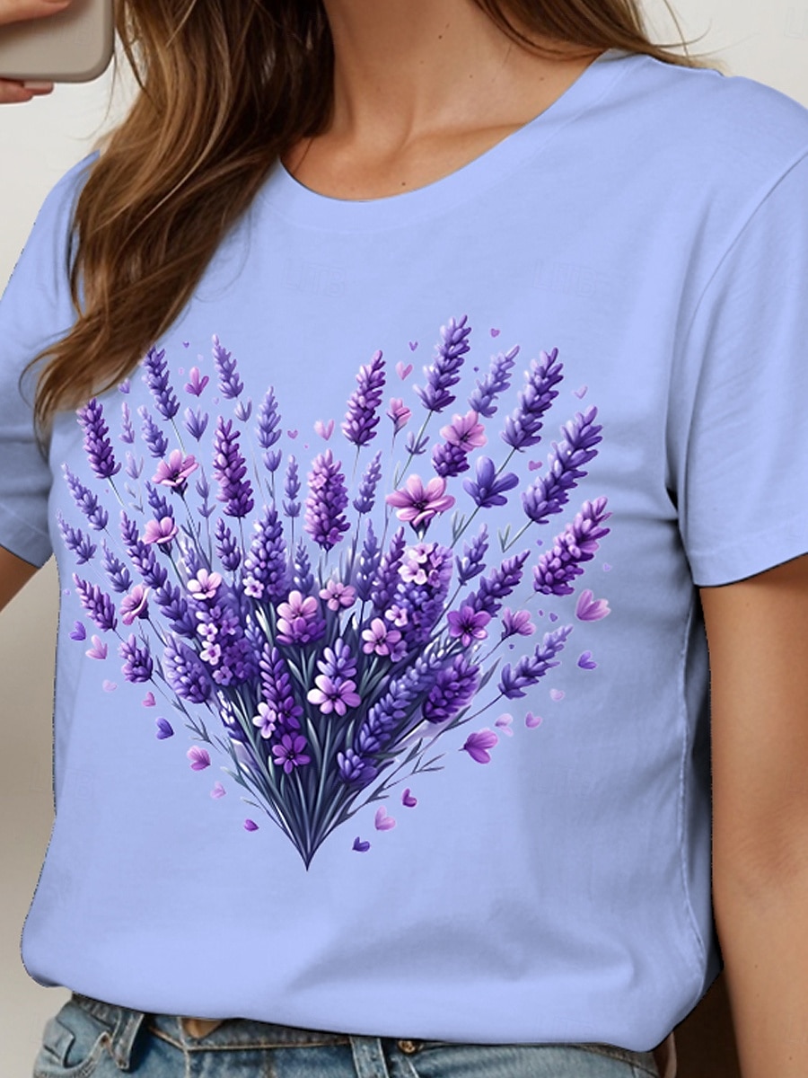 Pentru femei Tricou Inimă Floral Grafic Epocă Stilat Clasic Manșon scurt Stil Nautic Rotund Topuri obișnuite Zilnic Ieșire Sfârșit de săptămână Imprimeu Negru Alb Galben Roz Îmbujorat Albastru piscină 2025 - $19.99 –P3