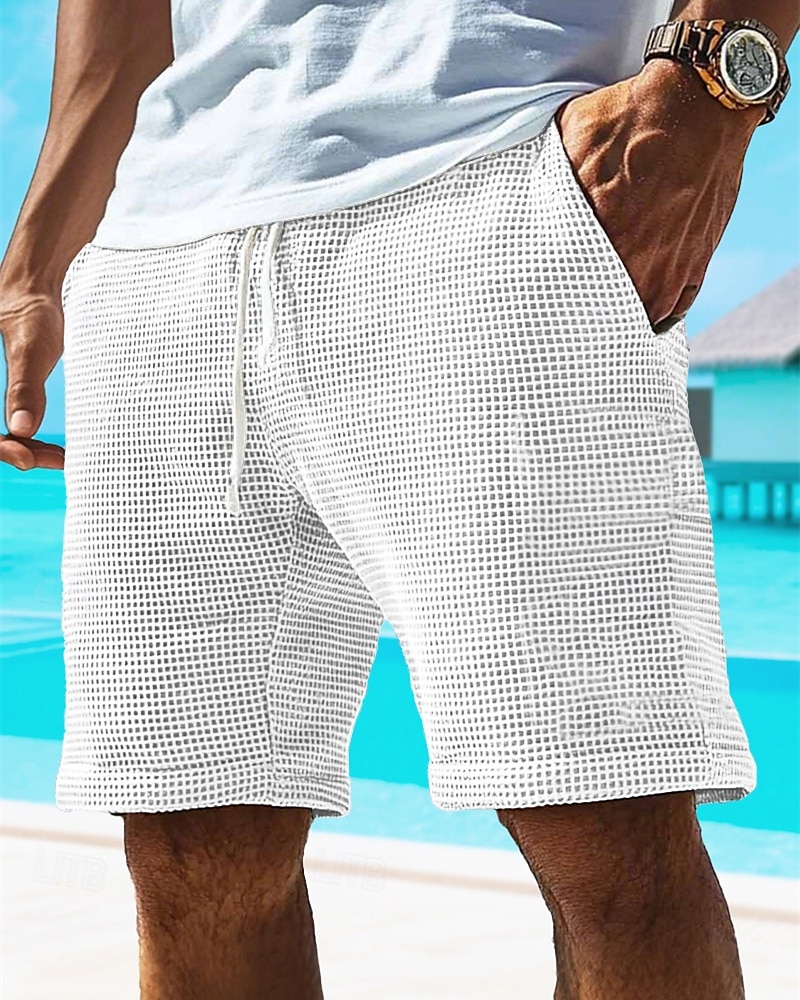Per uomo Pantaloncini Waffle Shorts Pantaloncini Estivi Pantaloncini casual Tasca Elastico in vita Coulisse Semplice Comodità Traspirante Corto All'aperto Vacanza Canotta sportiva Casual Nero Bianco del 2025 a $23.99 –P2