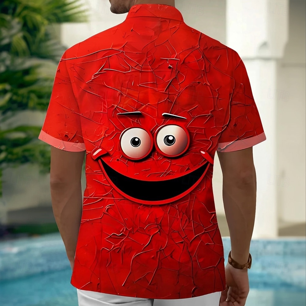 Homens Desenho Animado Engraçado Rosto sorridente Camisa Social camisa de verão camisa de botão Manga Curta Moda Casual Ao ar livre Férias Dia a Dia Verão Primavera Aberto para a Lateral Impressão 3D de 2026 por $25.99 –P2