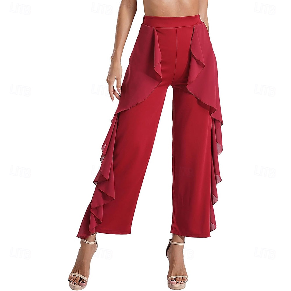Damen Latein Tanzhose Tango Salsa Samba Tanzhose Rock fließende Hose Bauchtanzhose 2025 - $22.99 –P7