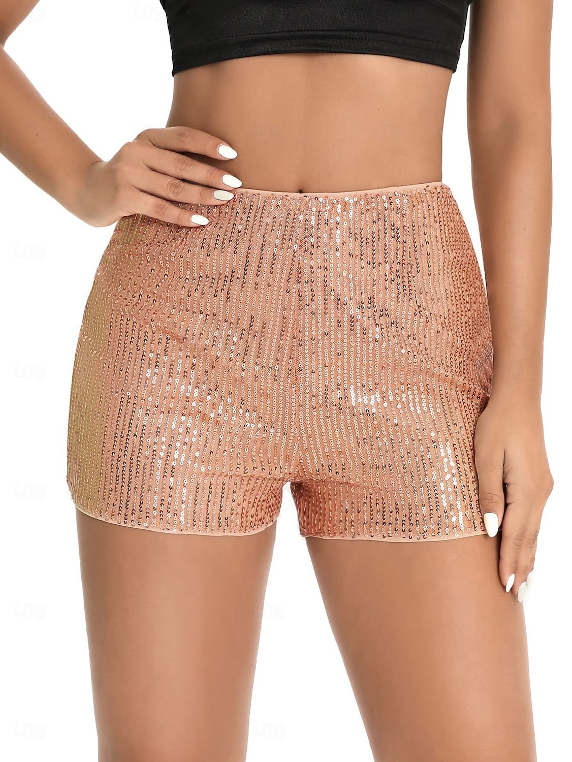 Femmes Shorts Mode Occasionnel Longueur mollet Naturel Scintillant Paillettes Confortable Décontracté Quotidien Argent Noir Champagne Jaune Été Printemps Slim de 2025 ? $17.99 –P11