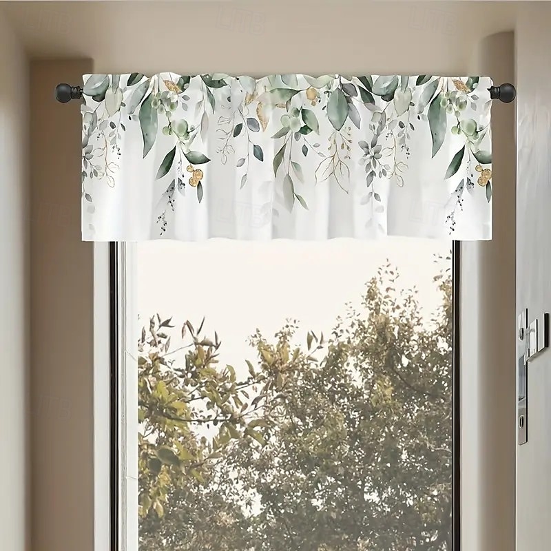 1 pieza de cortina corta de cocina de vegetales de hojas verdes de 54 pulgadas x 18 pulgadas - Cortina de boca de poste lavada a máquina 100% poliéster con ojales diseño de hojas translúcidas adecuada 2026 - $12.99 –P4