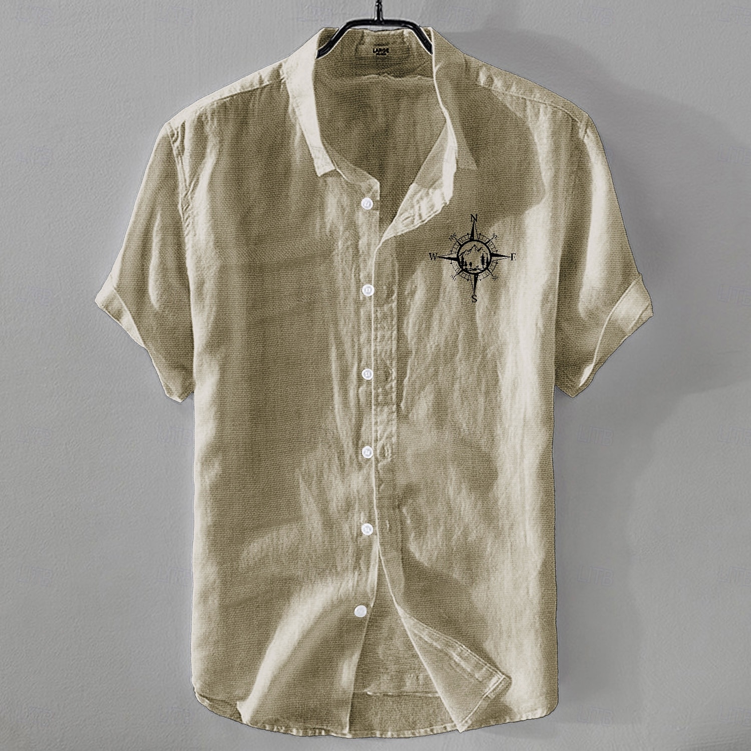 Herren Leinenhemd Freizeithemd Baumwoll-Leinen-Hemd Knopfhemd Muster Urlaub Straße Weiß Dunkelmarine Himmelblau Khaki Kurzarm Revers Sommer Bekleidung Button-Down 2025 - $20.99 –P9