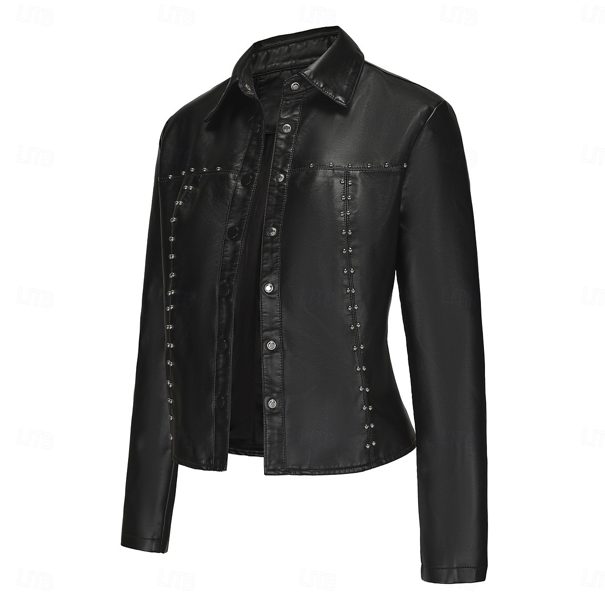 Women's Faux Leather Jacket Comfortable Buttons Fashion Street Style Plain Outdoor Casual Daily Regular Turndown Regular Fit Long Sleeve Outerwear Black Red Camel Spring Fall 2025 - $41.99 –P10