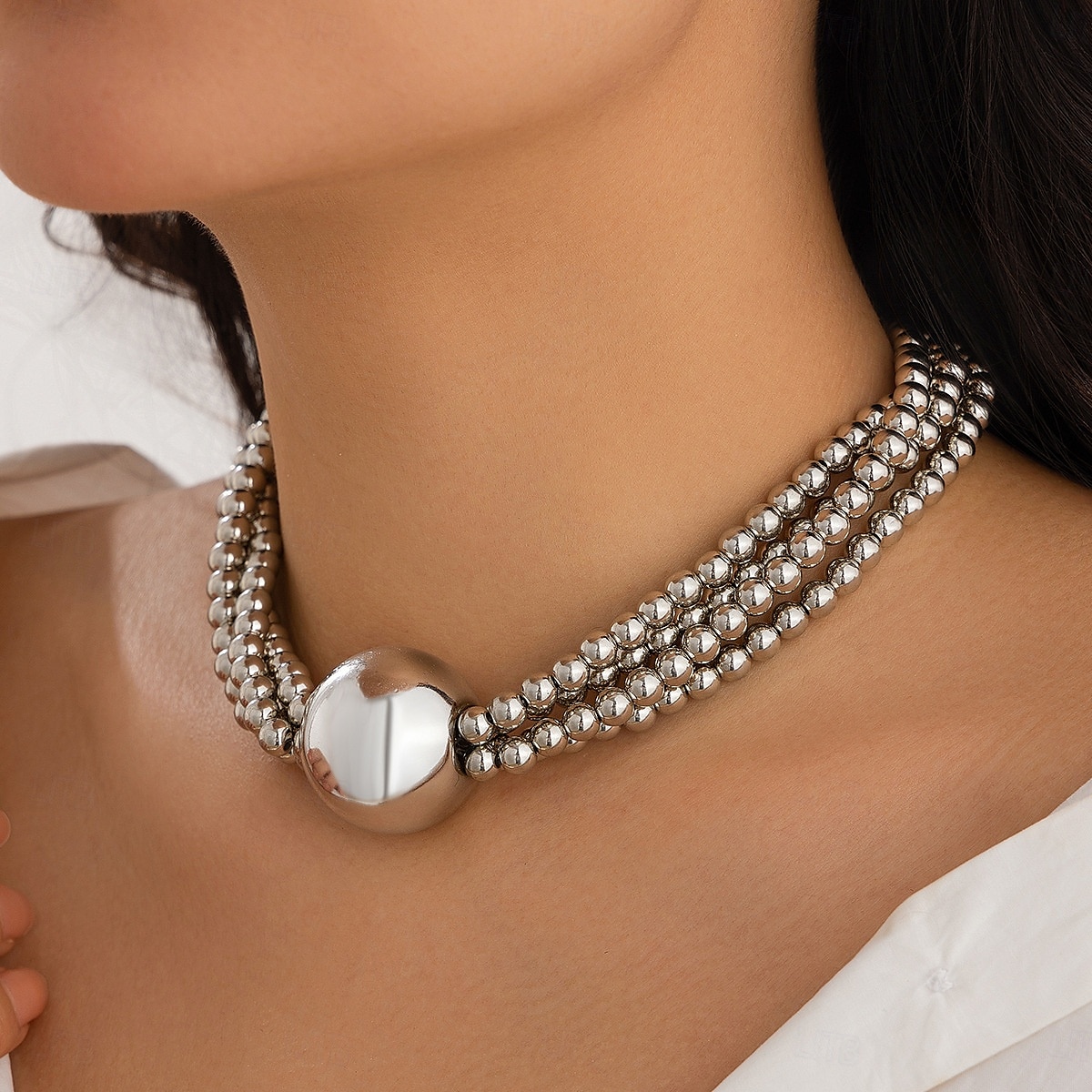 Gargantilla de perlas con declaración para mujer: collar de perlas sintéticas de varias hebras con cuentas de gran tamaño, joyería de inspiración vintage para damas, ideal para cócteles y ocasiones 2025 - $14.99 –P1