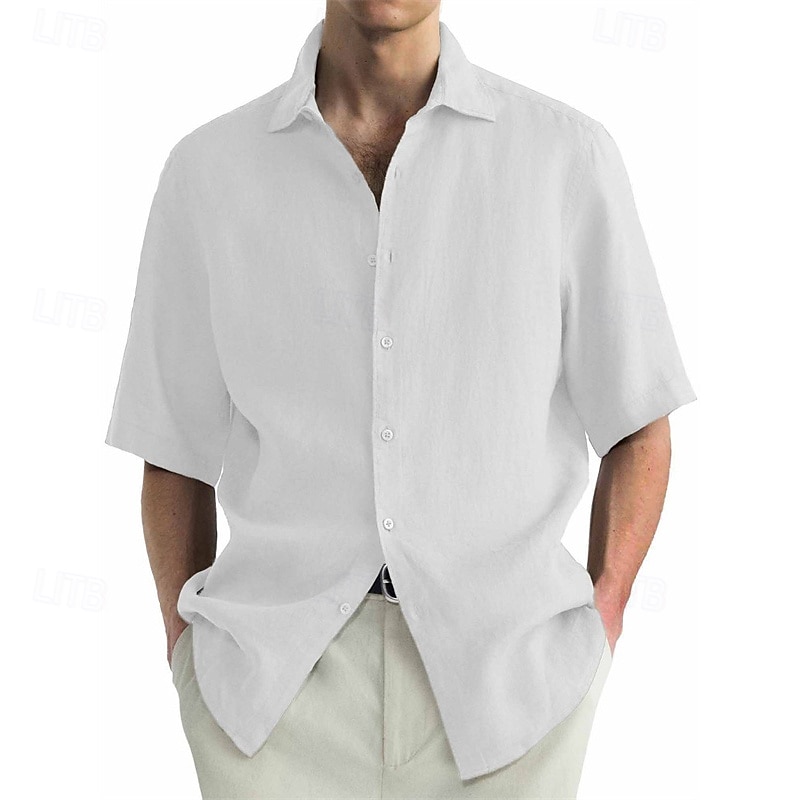Herren Hemd Sommerhemd Freizeithemd Strandhemd Knopfhemd Schwarz Weiß Hellgrün Rosa Wein Kurzarm Einfach Revers Urlaub Hawaiianisch Bekleidung 100% Baumwolle Mode Lässig Bequem 2025 - $25.99 –P4