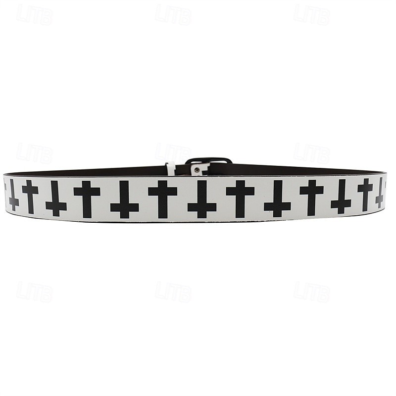 Men's Belt Waist Belt Black White Dermis Alloy Durable Adjustable Cross Outdoor Daily 2025 - $29.99 –P14