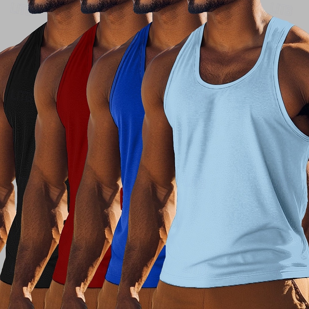 Hombre Camiseta sin mangas Chaleco Camisetas Interiores Camisa sin mangas Sin Mangas Cuello redondo Cuchara Verano Color sólido Plano Moda Básico Clásico 4 Piezas Calle Casual Deportes A B C Camiseta 2025 - $37.99 –P9