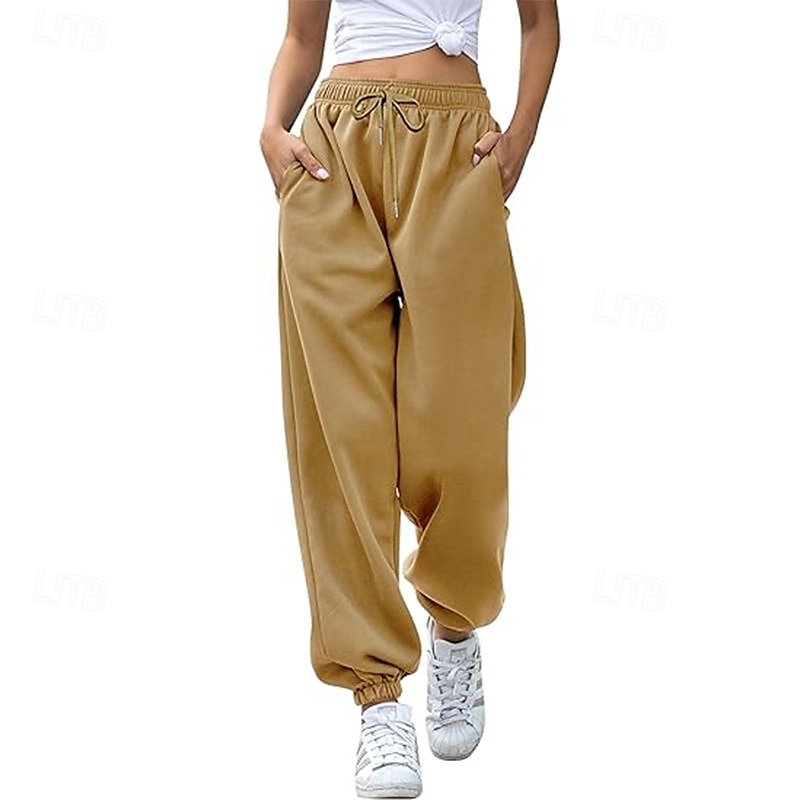 Per donna Pantaloni Cargo Pantaloni Eleganti Streetwear Casual Lunghezza intera Naturale Semplice Tasca Design con Coulisse Elastica Comodo All'aperto Streetwear Ferie Grigio scuro Aalbicocca Marrone del 2025 a $26.99 –P11