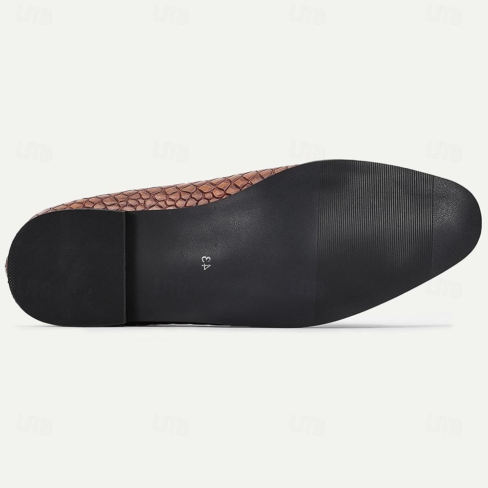 Pánské hnědé mokasíny s tkanými střapci z umělé kůže – vintage design nazouvacích bot pro stylové gentlemany, bankety a letní svatby 2025 - $46.99 –P6