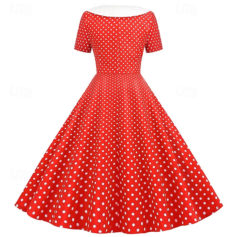 Retro Vintage 1950s Rockabilly Knee Length Dress Swing Dress Flare Dress Normal Polka Dot A-Line V Neck Fancy Dress Women's Carnival New Year Masquerade Daily Wear Tea Party Retro Theme Party Adults' 2026 - $34.99 –P12