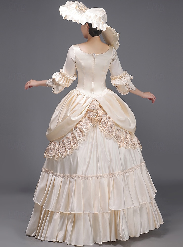 ancien Rococo Renaissance Maxi Robe Normal Juliette Princesse Mariée Plissé Volanté Princesse Col rond Déguisement Femmes Halloween Carnaval Mascarade Soirée Halloween Performance Adultes de 2026 ? $263.59 –P6