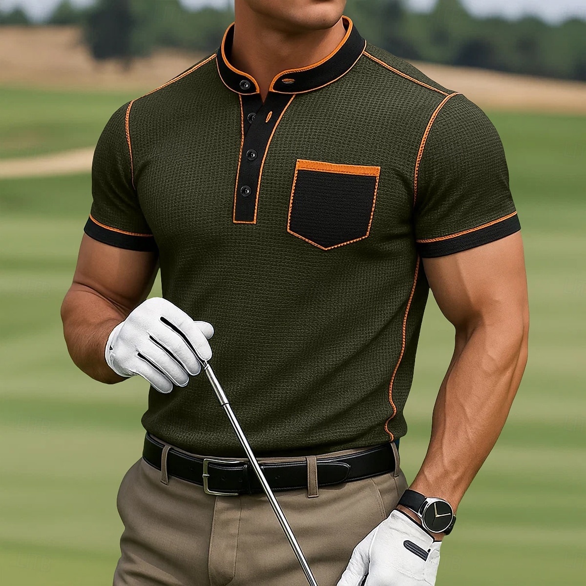 Men's Waffle Polo Shirts Sports Polo Shirts Casual Sports Mandarin Collar Henley Short Sleeve Fashion Comfortable Solid Color Plain Color Block Buttons Summer All Seasons Navy Blue Waffle Polo Shirts 2026 - $21.99 –P6