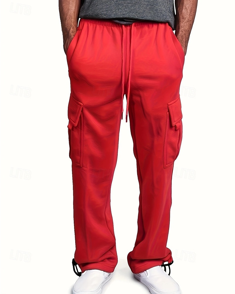 Multi-pakketten 3 stuks Voor heren Zwart + grijs + blauw Joggingbroek met wijde pijpen Broek Elastische taille Trekkoord Effen Vakantie Alledaagse kleding Polyester Lente 2025 - $35.99 –P8