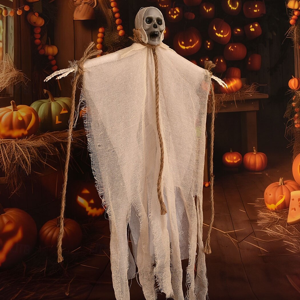 2er-Pack hängende Halloween-Dekorationen mit Skelettgeistern, Sensenmänner für Halloween-Außendekorationen, fliegendes Halloween-Skelett-Geist, Spukhaus-Requisite, Party-Dekor 2025 - $12.99 –P2
