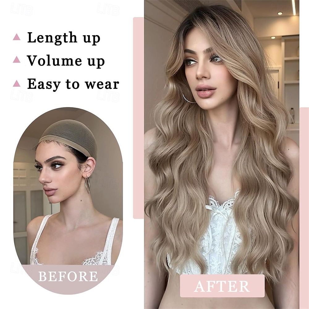 Synthetische pruiken Gekruld Middelste stuk Machinegemaakt Pruik Lang Donker Bruin Zwart Bruin Ombre grijs Ombre Blond Synthetisch haar Dames Zacht Modieus Makkelijk mee te nemen Blond Zwart Schaduw 2025 - $27.99 –P3