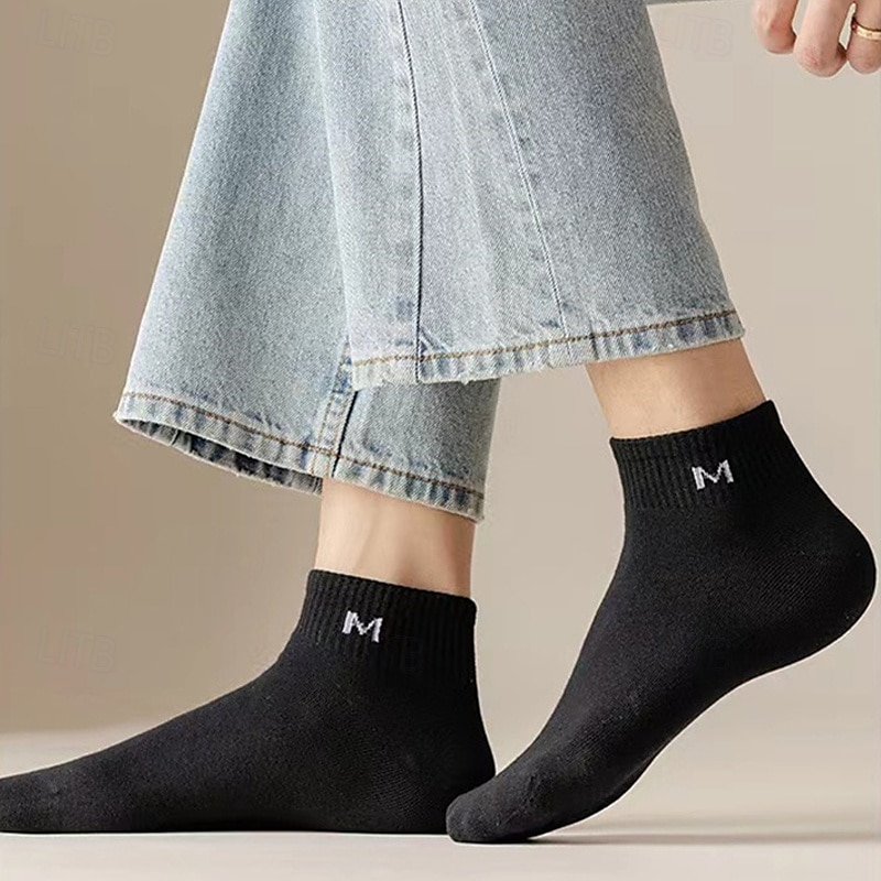 Per uomo 10 coppie Pacchi Multipli Calzini Calzini da Corsa Calzini Casual Nero+Bianco+Grigio Nero Colore Lettera Vacanza Sport & Outdoor Quotidiano Base Medio Primavera Autunno Moda Casual del 2025 a $6.99 –P5