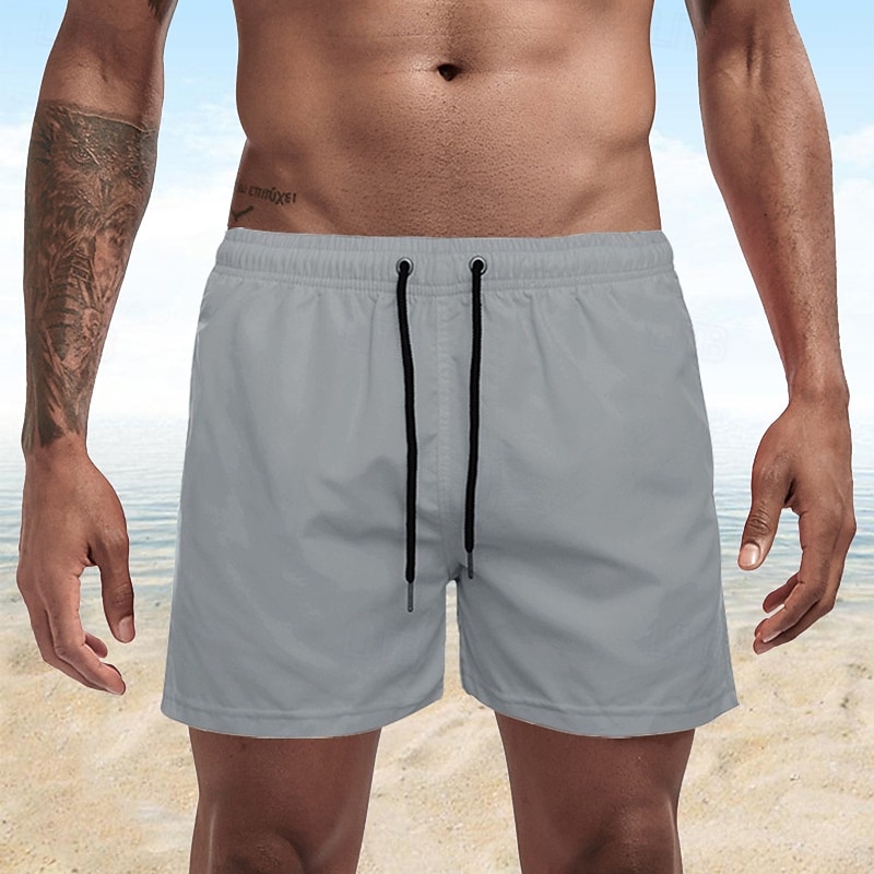 Homens Calção Justo de Natação Shorts de Natação Bermuda de Surf Tecido Secagem Rápida Respirável Cintura elástica Com Cordão Férias Praia Havaiana Casual Azul Lago Preto de 2025 por $13.99 –P12
