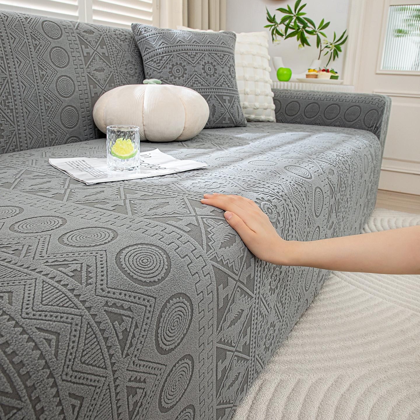 1 styck komplett paket enfärgat bohemiskt sofföverdrag i muxing jacquard-stil elastiskt jacquard-sofföverdrag som skyddar soffan från kattklor kan användas året runt utrustat med örngott 2025 - $72.99 –P9