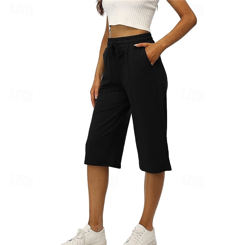 Femmes Jambe large Chinos Occasionnel Longueur mollet Naturel Uni in in france they say Pontalon wide leg Confortable Respirabilité Décontracté Quotidien Noir Blanche Vin Vert Véronèse Printemps de 2025 ? $16.99 –P6