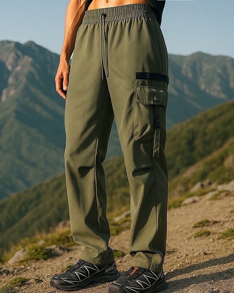 Men's Cargo Pants Waterproof pants Outdoor Regular Fit Waterproof Windproof Bottoms Pocket Elastic Waist Drawstring Black Army Green Camping / Hiking Running S M L XL 2025 - $19.99 –P2