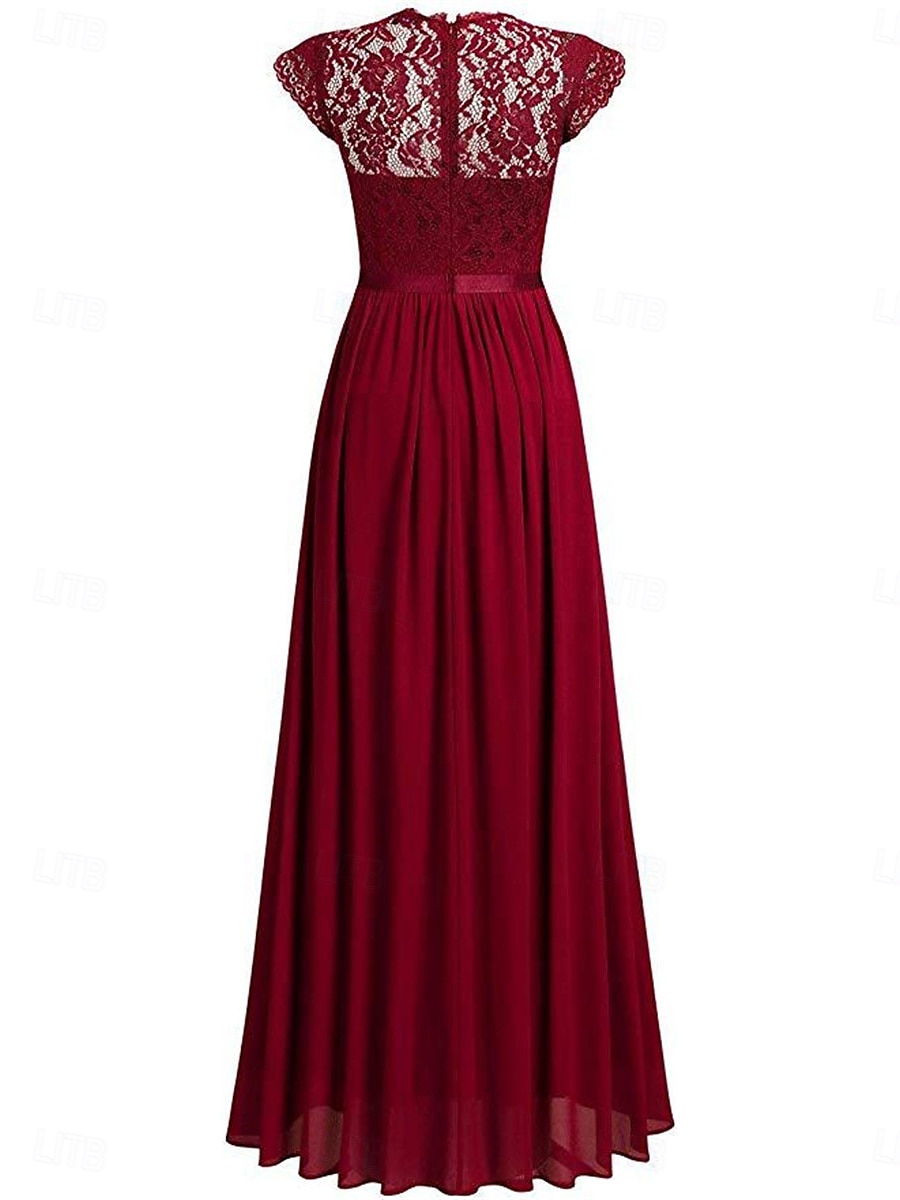 Pentru femei Rochie Lunga Rochie Maxi Rochie de dantela Rochie de Cocktail Rochie pentru invitata de nunta Șifon Elegant Modă Modern În aer liber Petrecere cu cocktail Fit regulat Simplu Manșon scurt 2025 - $27.99 –P5