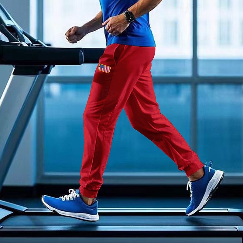Herr Atletiska byxor Joggingbyxor Joggare Långbyxor Ficka Elastisk midja Snörning Amerikanska flaggan Komfort Utomhussport Dagligen Mode Ledigt Svart Gul Microelastisk 2025 - $18.99 –P19
