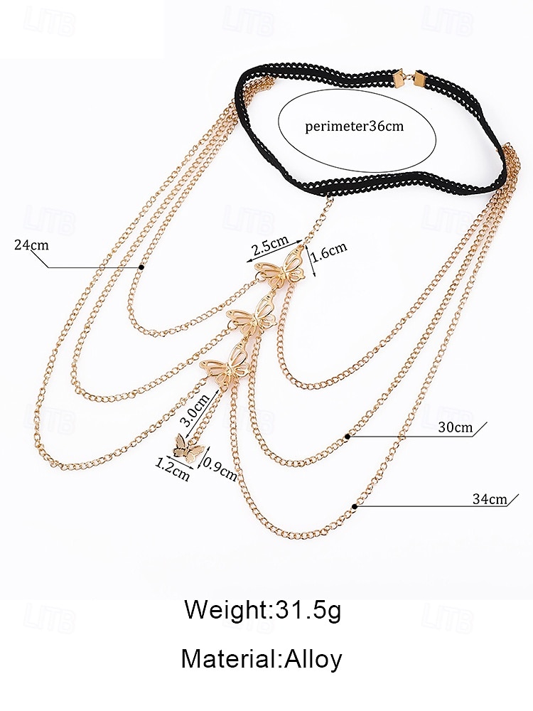 Women's Gold Butterfly Thigh Chain with Black Elastic Band – Boho Body Jewelry for Ladies, Ideal for Beachwear, Festivals and Summer Parties 2026 - $9.99 –P5