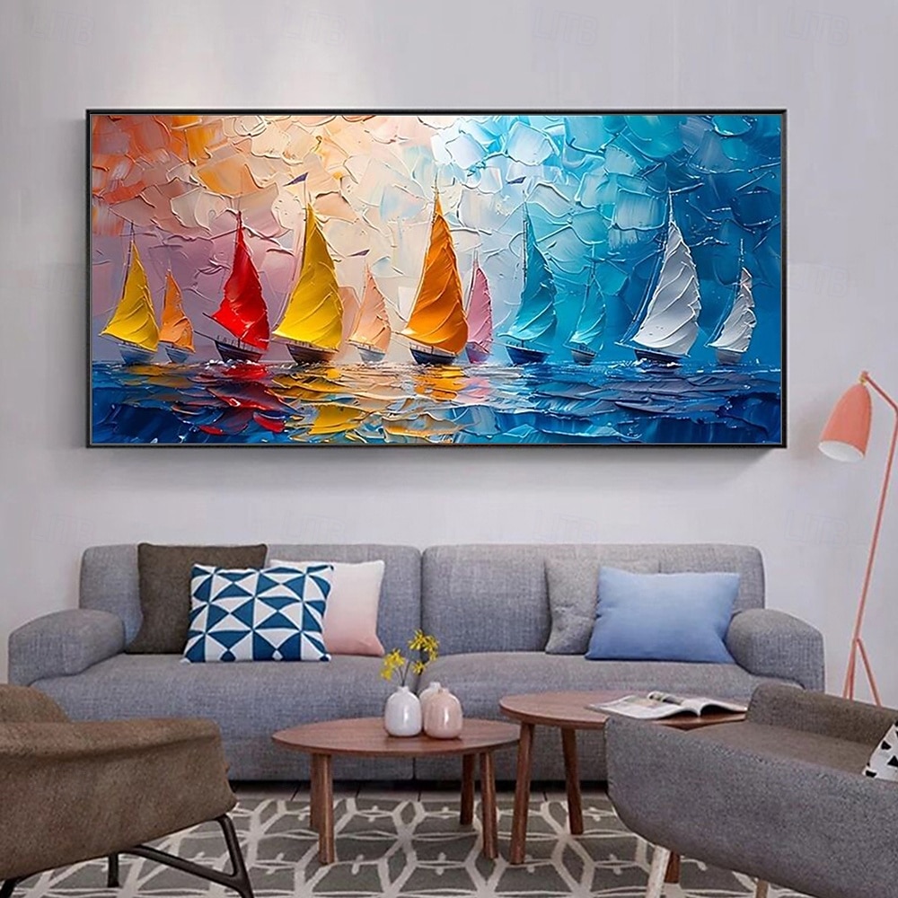 Mintura handgemaakte abstracte bost olieverfschilderijen op canvas wanddecoratie moderne scheepslandschap foto voor huisdecoratie opgerolde lijstloze ongespannen schilderij 2026 - $77.99 –P1