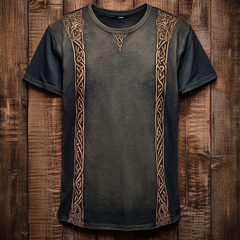 Herren T-Shirt Kurzarmshirt Kurzarm Rundhalsausschnitt Sommer Herbst Grafik Baum des Lebens Yggdrasil Mode Designer Retro Vintage Druck Urlaub Straße Ausgehen Dunkel Braun Schwarz Braun Top T-Shirt 2026 - $14.49 –P10