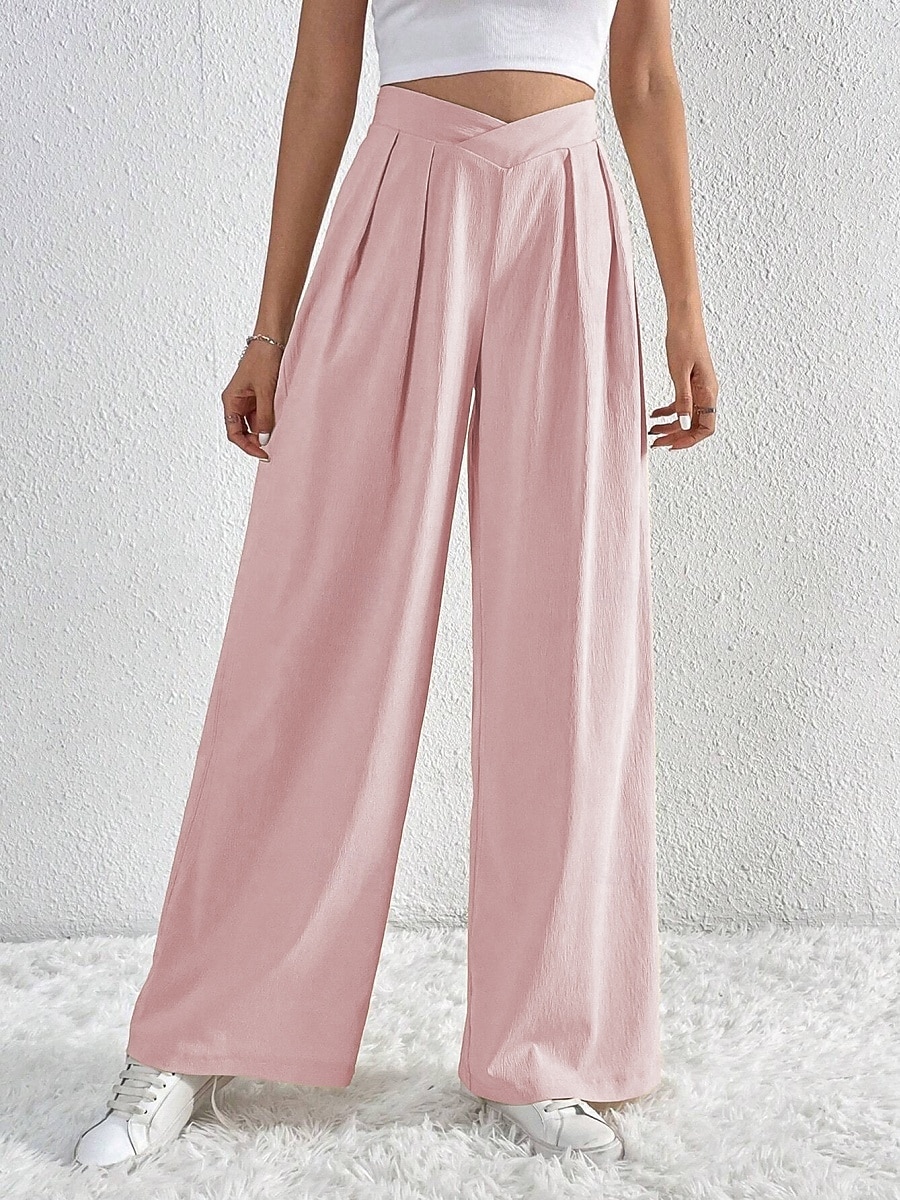 Per donna Gamba larga Pantaloni Streetwear Casual Lungo Vita Alta Semplice Traspirabilità Morbido Micro-elastico Vacanza Streetwear Abbigliamento quotidiano Nero Rosa Blu chiaro Albicocca Autunno del 2025 a $26.99 –P23