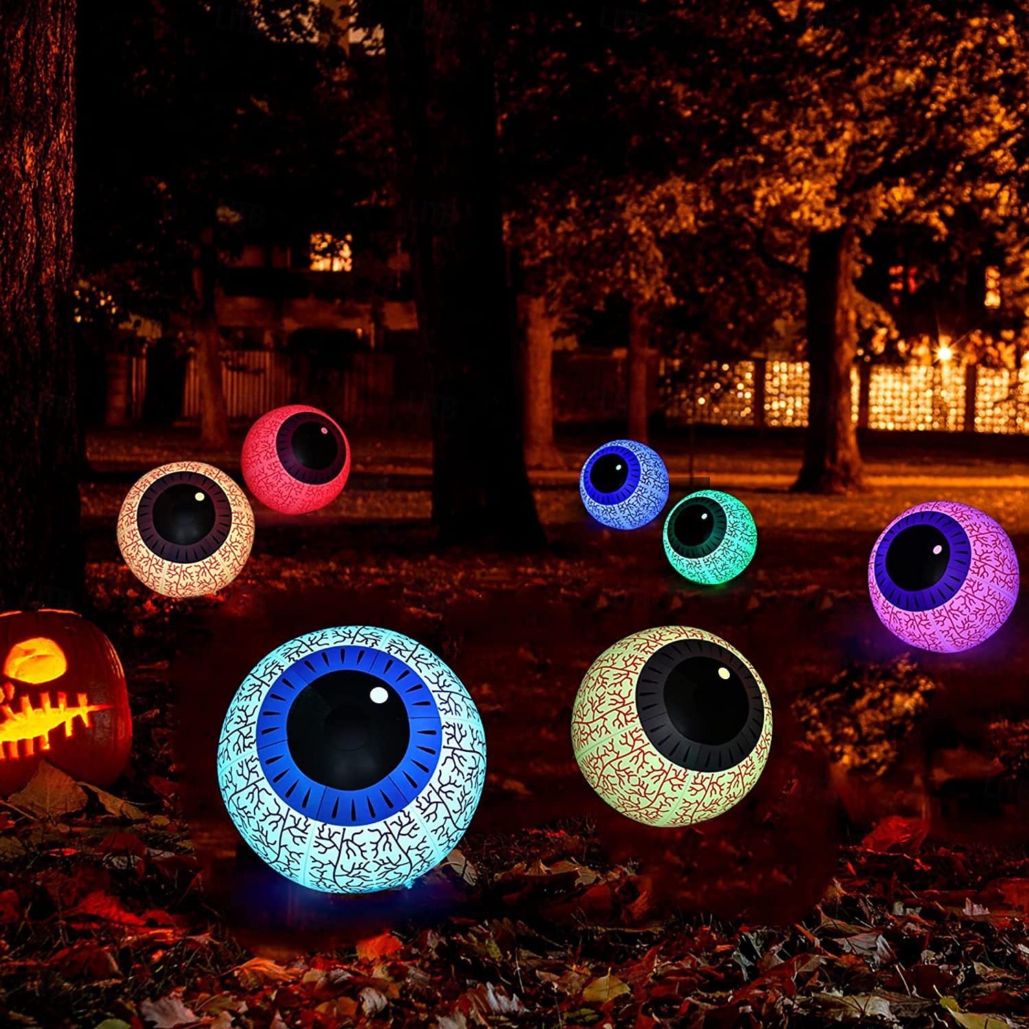 1 ks halloween 40/60cm nafukovací vzduchový model rgb oční dekorační lampa vnitřní a venkovní nádvoří zahradní párty hororová a podivná atmosféra dekorační světla 2025 - $15.99 –P6