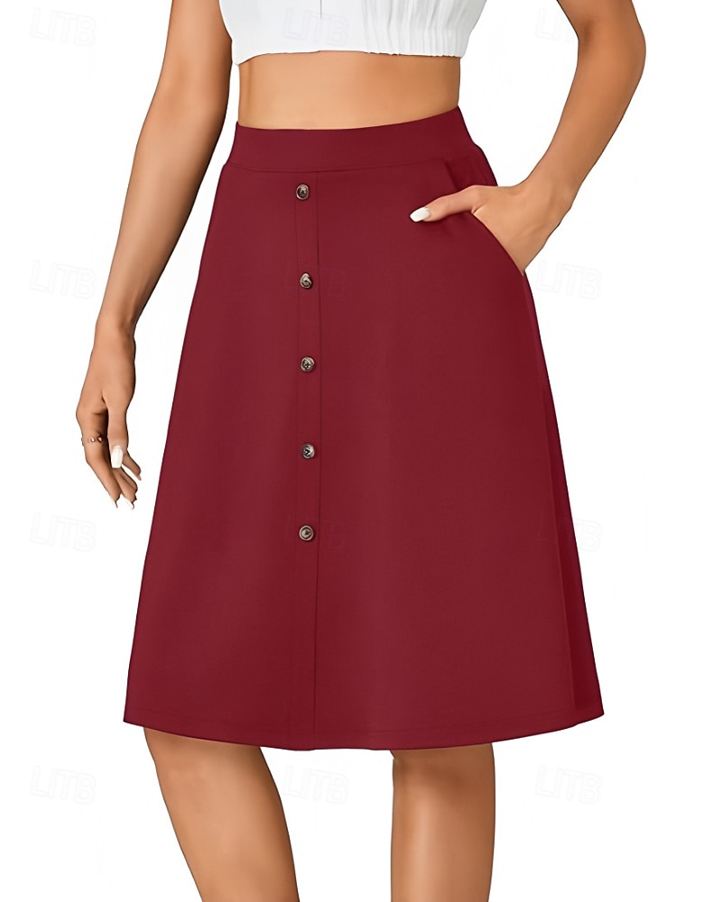 Femmes Jupe Occasionnel Au-dessus du genou Taille Basse Jupes Uni Avec Poches Micro-Élastique Vacances Rue Noir Rouge Bleu Marron Automne Polyester de 2025 ? $20.99 –P11