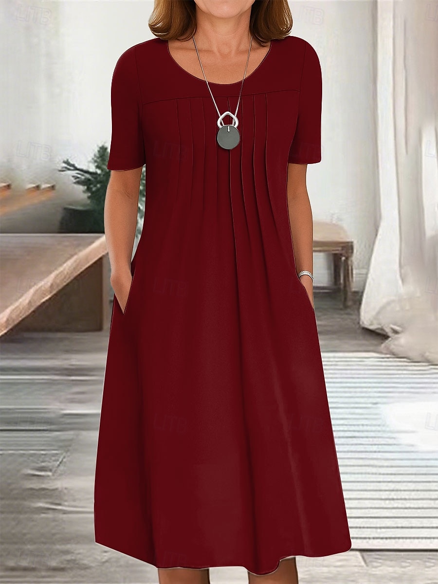 Damen Midikleid T-Shirt-Kleid A Linie Kleid Sommerkleid Urlaub Lässig Täglich Normale Passform Grafik Einfach Kurzarm Rundhalsausschnitt Schwarz Weiß Rote Blau Sommer Frühling 2025 - $31.99 –P2