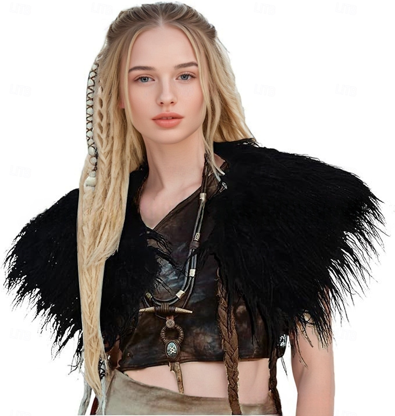 Retro Vintage Mittelalterlich Renaissance Umhang Schals Kunstpelzkostüm Krieger Wikinger Damen Vikinger Halloween Karneval Leistung Party LARP Erwachsene Schal 2025 - $21.99 –P4
