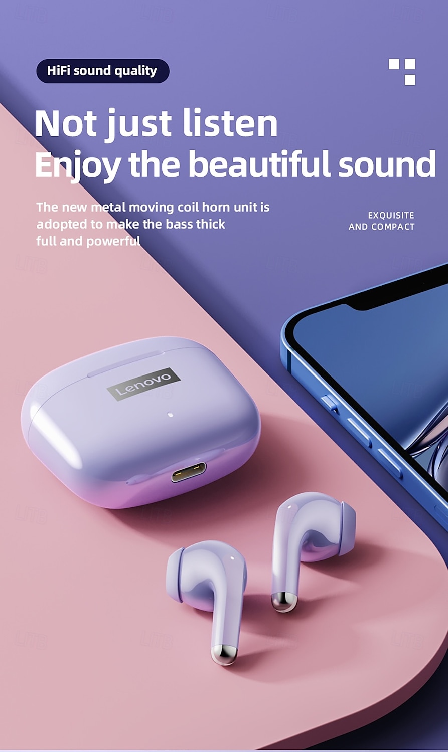 2025年 Lenovo LP40 完全ワイヤレスヘッドホン TWS イヤホン Bluetooth 5.1 ステレオ 充電ボックス付き Apple、Samsung、Huawei、Xiaomi、Mi 対応 自動ペアリング 日常使用 旅行 アウトドア 携帯電話  コレクション – $23.99 –P7