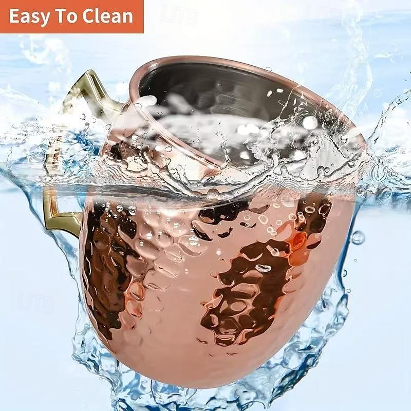 16oz Hammered Copper Moscow Mule Mug, Single Cup with 304 Stainless Steel Lining and Brass Handle, for Cold Drinks, Beer, Wine, Bar, Party, Gift 2025 - $17.99 –P2